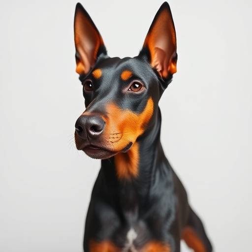 A sleek Doberman Pinscher looking dapper after a grooming appointment.