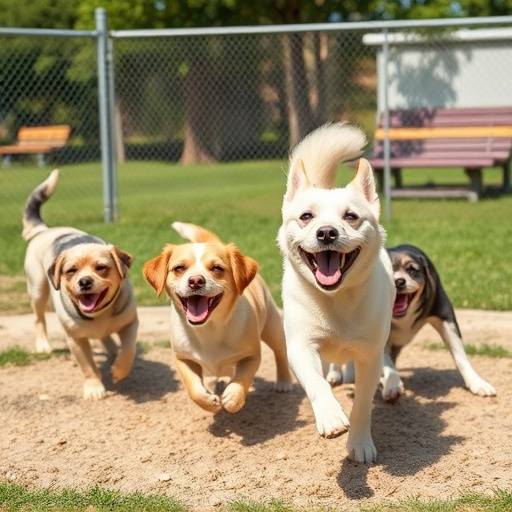 Group of dogs playing in the PetCareCentral daycare area